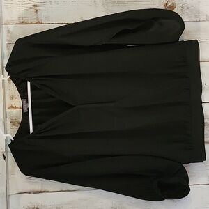 Lilla P Black V-Neck Blouse with Billowy 3/4 Sleeves